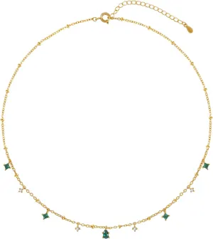 Dainty Gold Necklace for Women, Gold Plated Cubic Zirconia Drop Satellite Chain Necklace Jewelry for Women