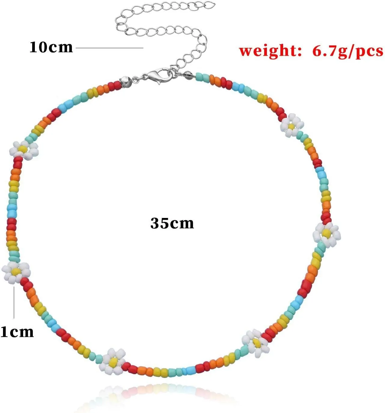 Daisy Flower Boho Coloful Beaded Choker Necklace for Women Handmade Cute Necklace Seed Beads Summer Beach Collar Clavicle Choker Necklace