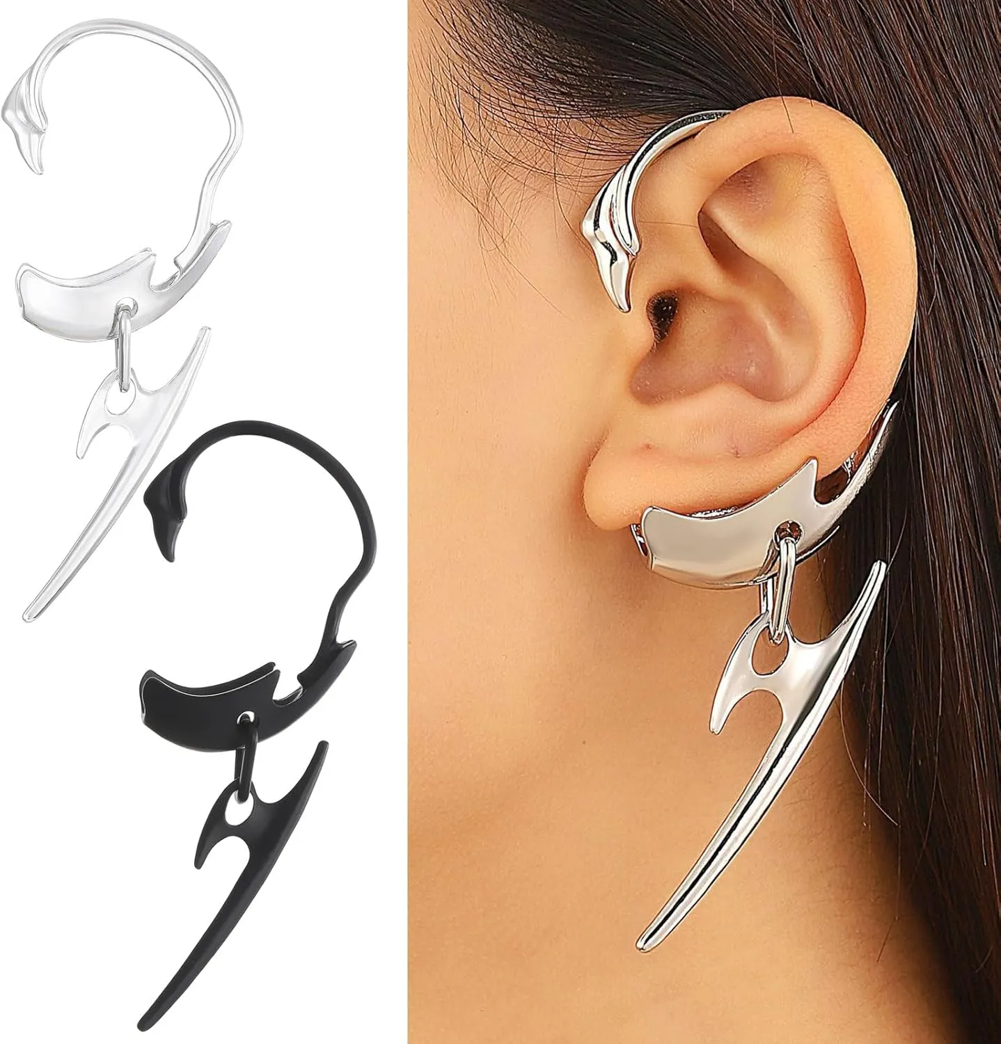 Darts Ear Hanging Mechanical Statement Earring Ear Cuff Alloy Texture Fashion Ear Jewelry Suitable for Daily Party Wear