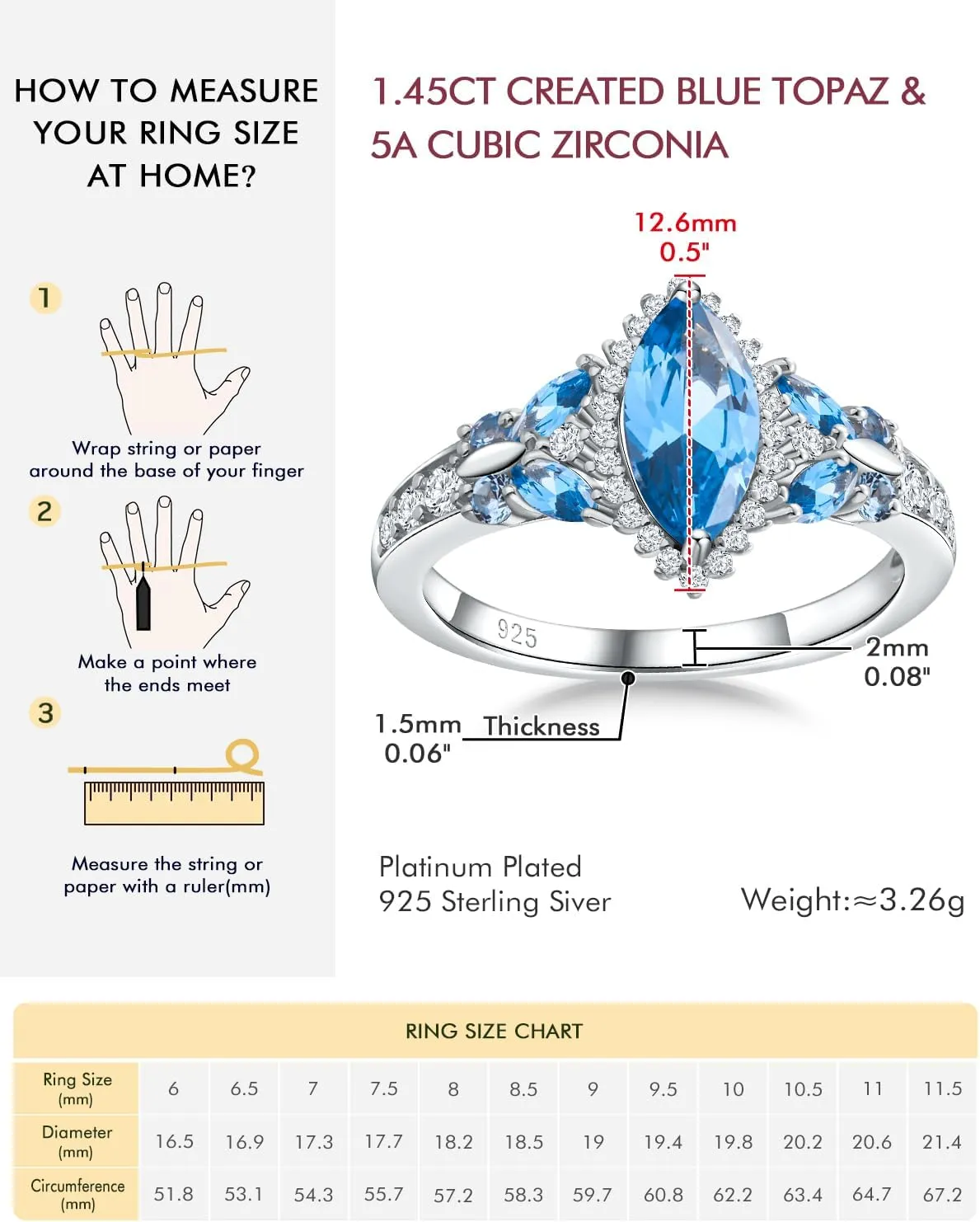 DAYBYDAY Butterfly Birthstone Rings for Women, 925 Sterling Silver Created Gemstone 5A Cubic Zirconia Cushion/Marquise Engagement Ring, 2ct Halo Promise Rings for Her Anniversary Wedding Jewerly
