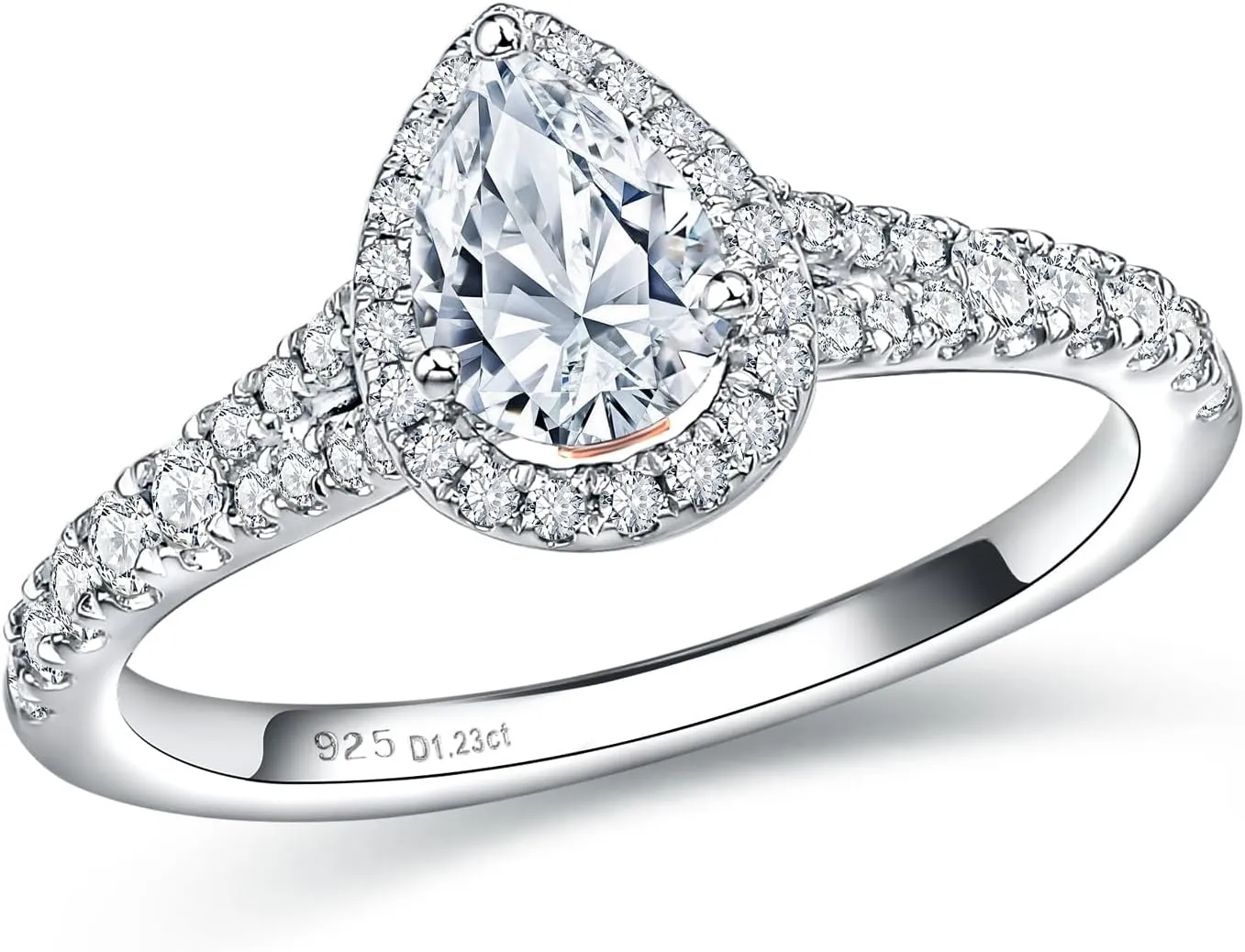 DAYBYDAY Moissanite Rings for Women 925 Sterling Silver Created Diamond Wedding Ring D Color VVS1 Heart/Pear/Cushion/Round Cut Moissanite Engagement Rings Size 6-10