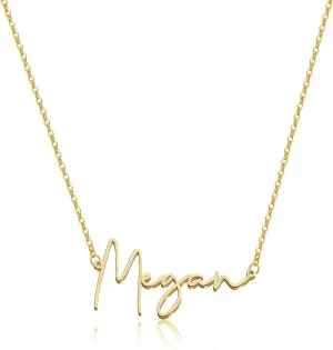 DayOfShe Personalized Name Necklace for Women 18K Gold Plated Custom Name Plate Necklace Jewelry Gifts for Mom