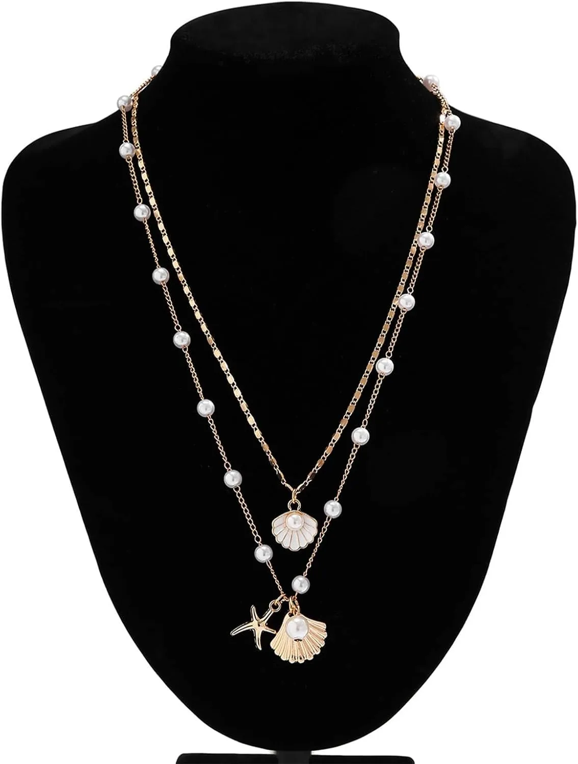 Dcfywl731 Starfish Necklace for Women Gold Shell Pendant Necklaces Seashell Charm Necklace Boho Puka Shell Summer Beach Surfer Jewelry Outfits Accessories