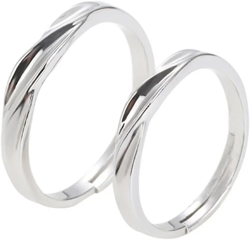 Delicate Rings, Couple Rings Set Promise Rings Hollow Kissing Fish Twisted Cubic Zirconia Wedding Gift