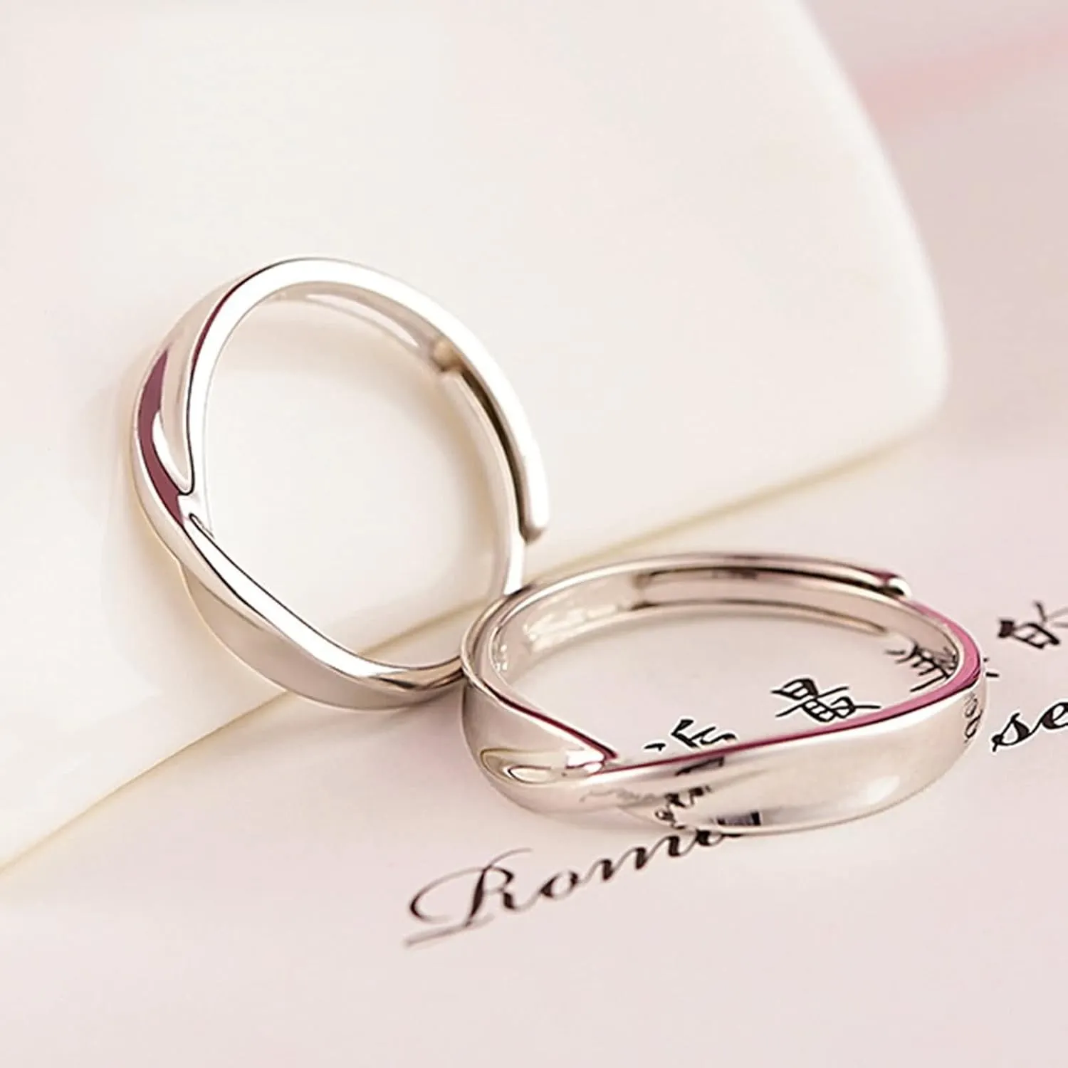 Delicate Rings, Couple Rings Set Promise Rings Hollow Kissing Fish Twisted Cubic Zirconia Wedding Gift
