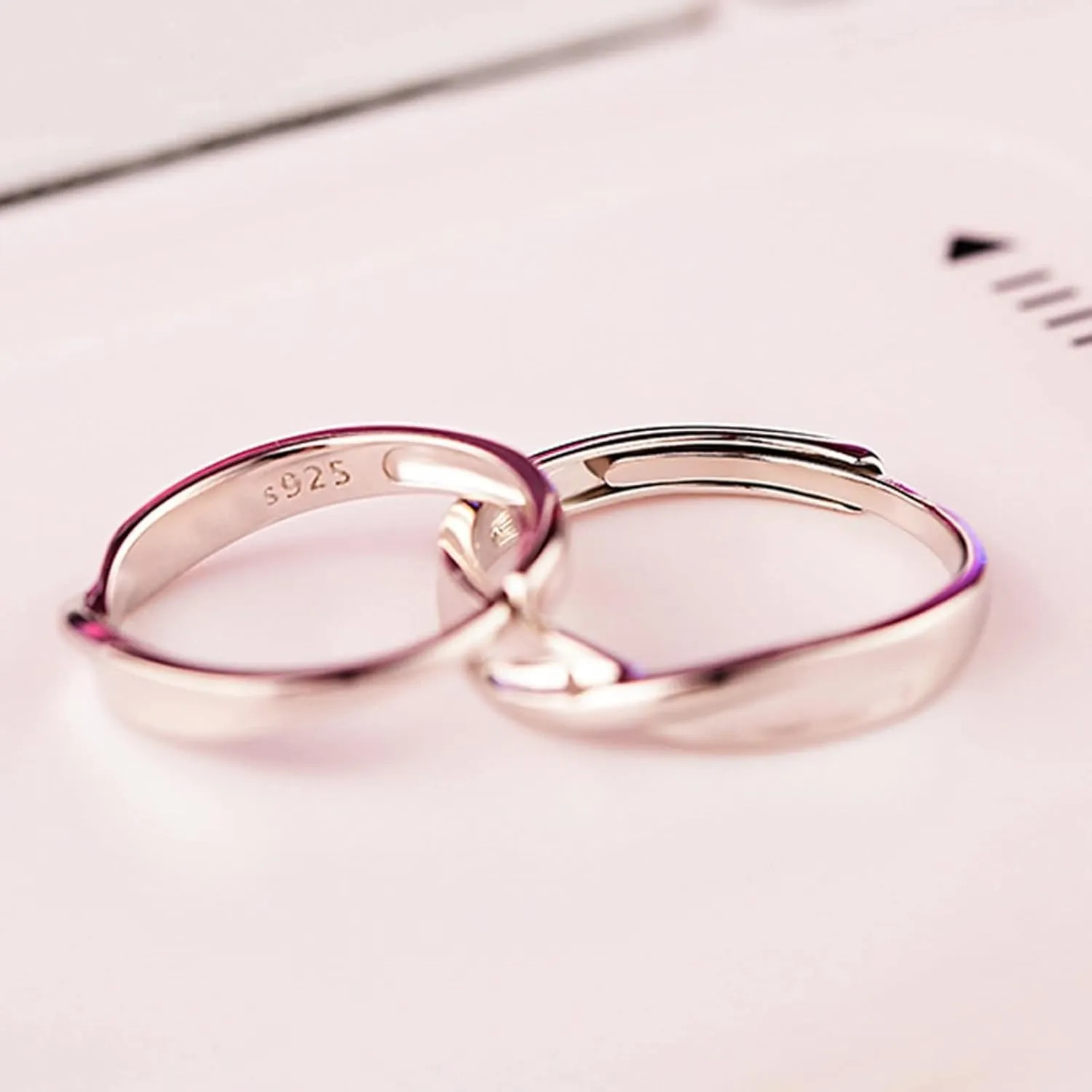 Delicate Rings, Couple Rings Set Promise Rings Hollow Kissing Fish Twisted Cubic Zirconia Wedding Gift