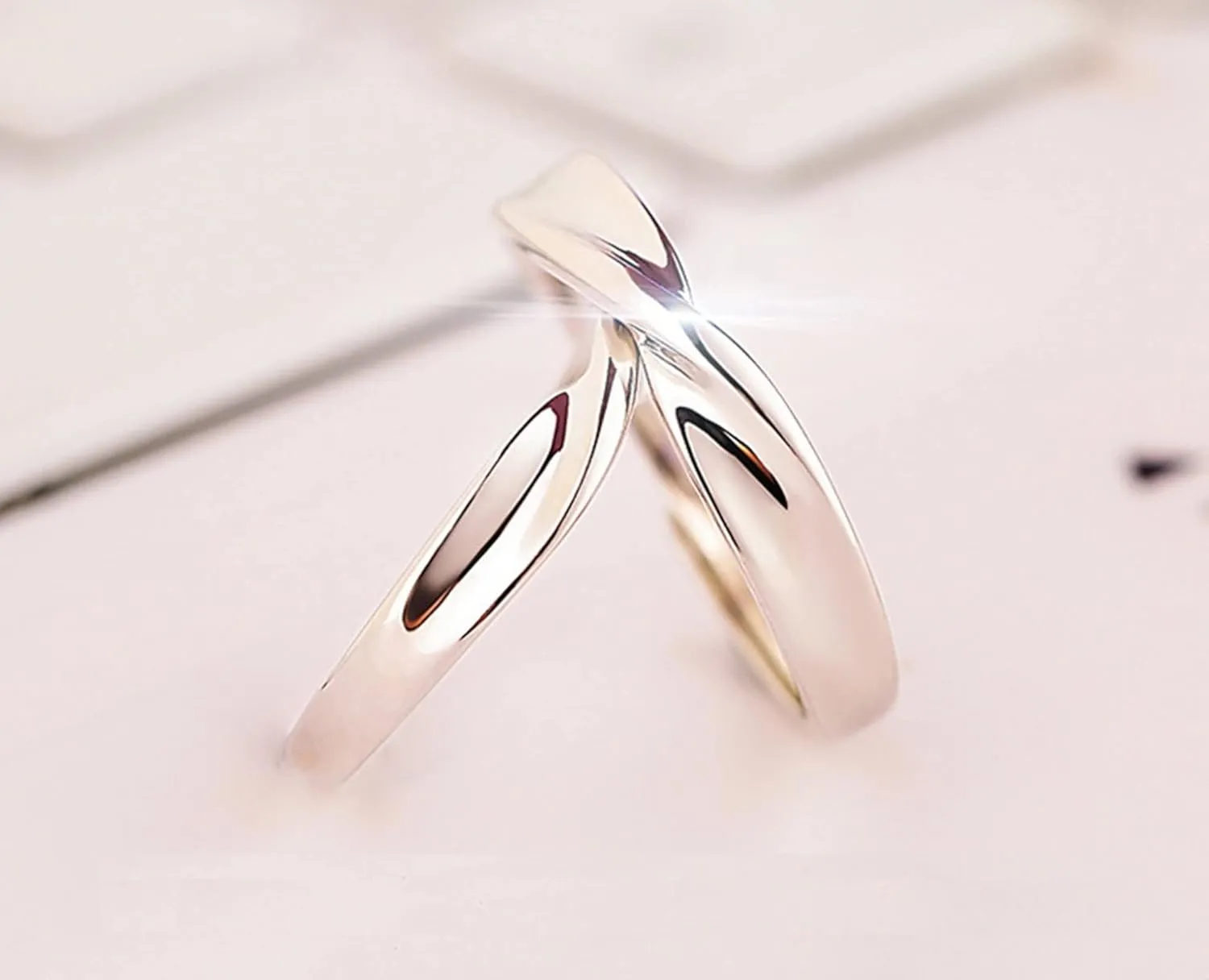 Delicate Rings, Couple Rings Set Promise Rings Hollow Kissing Fish Twisted Cubic Zirconia Wedding Gift