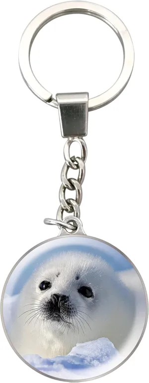 Deluxebase Magnidome - Seal Keychain from Dome Crystal Glass Stainless Steel Key Ring with Picture. Great Key Chain Accessories and Gifts for Men and Women.