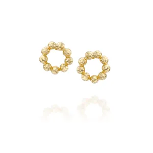 Designer Delicate Gold Dotted Open Circle Stud Earrings - Handmade Tiny Karma Studs (gold)