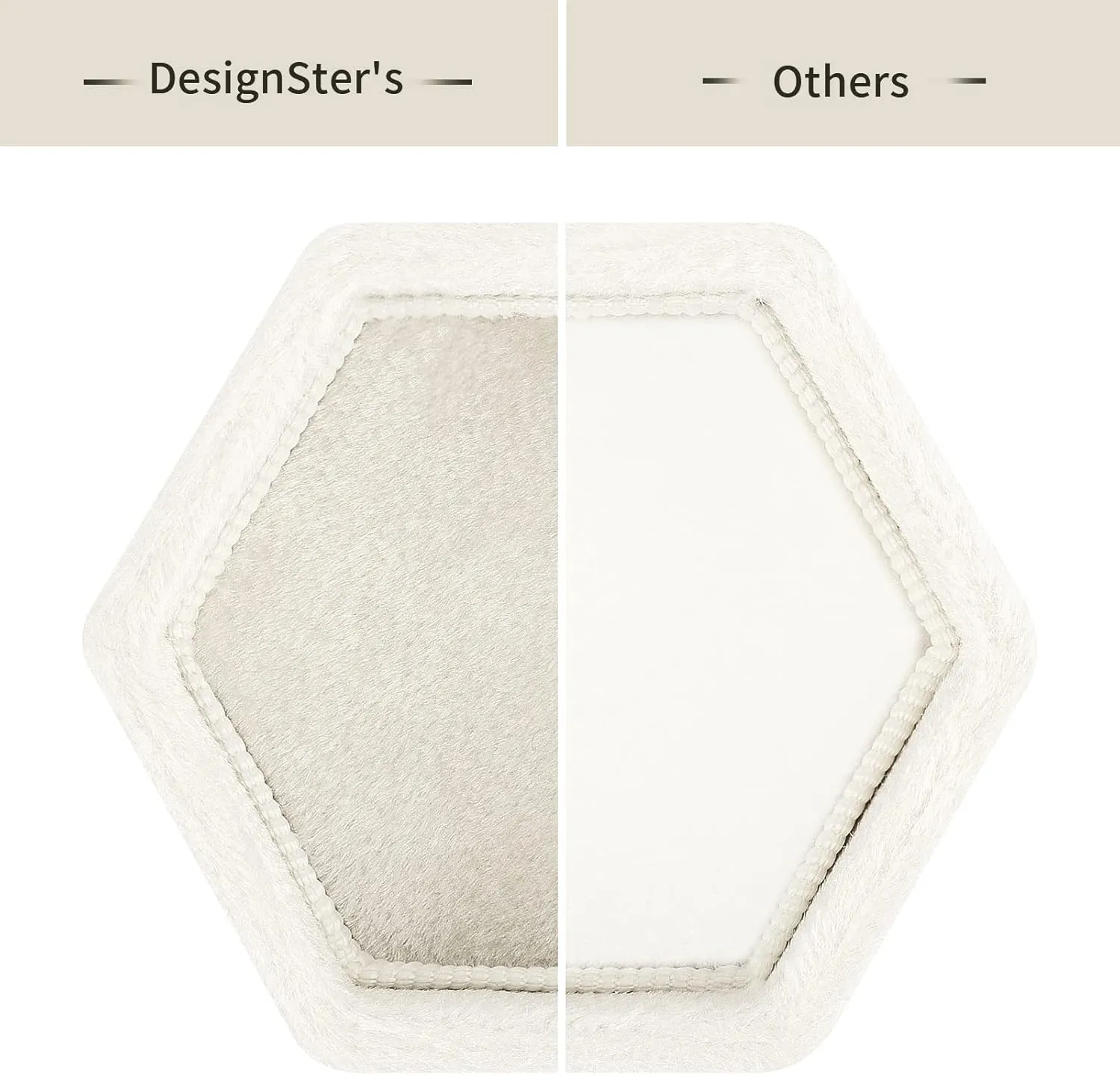 DesignSter Hexagon Velvet Ring Box - Premium Gorgeous Vintage Double Ring Display Holder with Detachable Lid for Proposal, Engagement, Wedding, Ceremony (Beige)