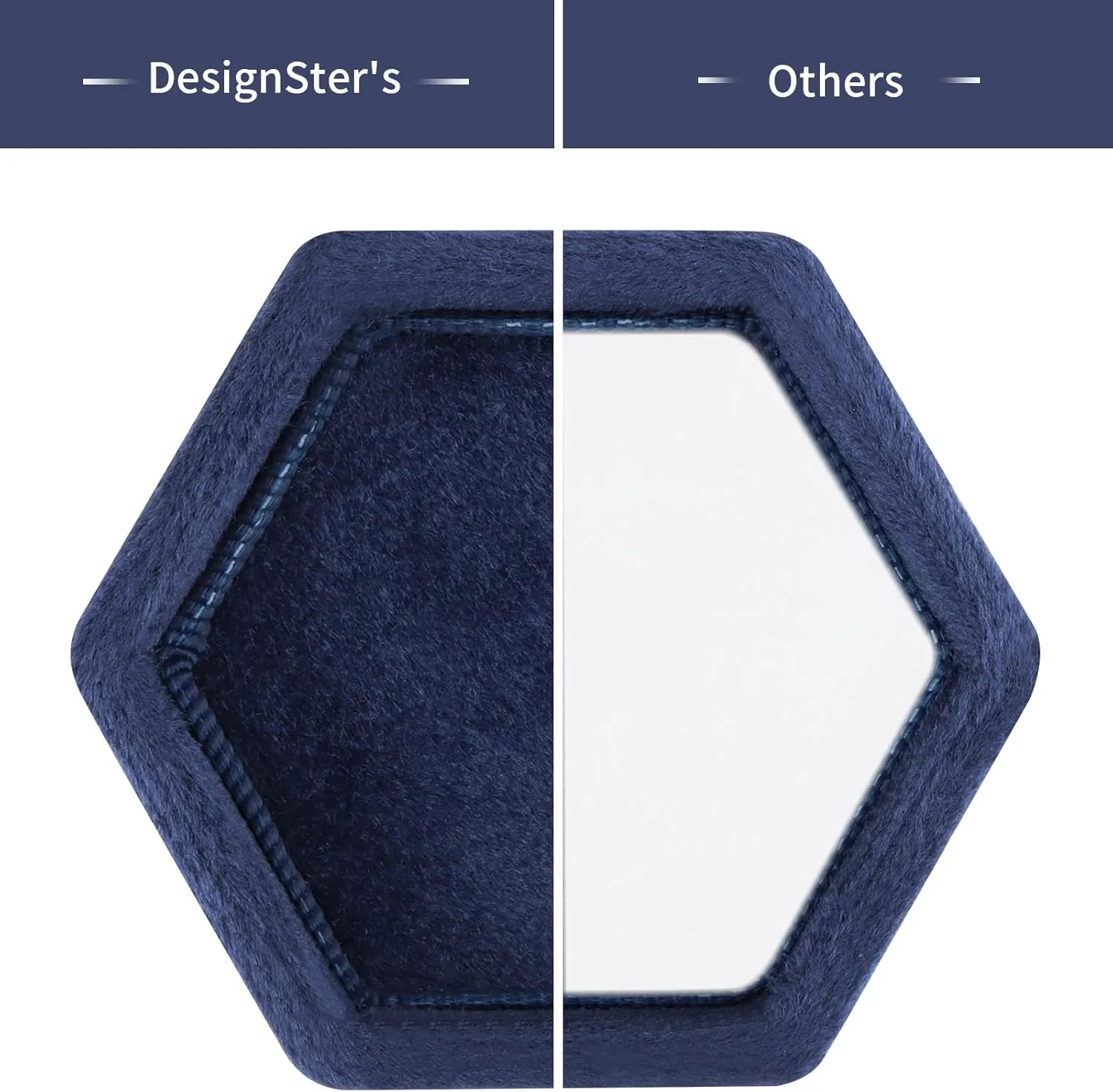 DesignSter Hexagon Velvet Ring Box - Premium Gorgeous Vintage Double Ring Display Holder with Detachable Lid for Proposal, Engagement, Wedding, Ceremony(Blue Fog)