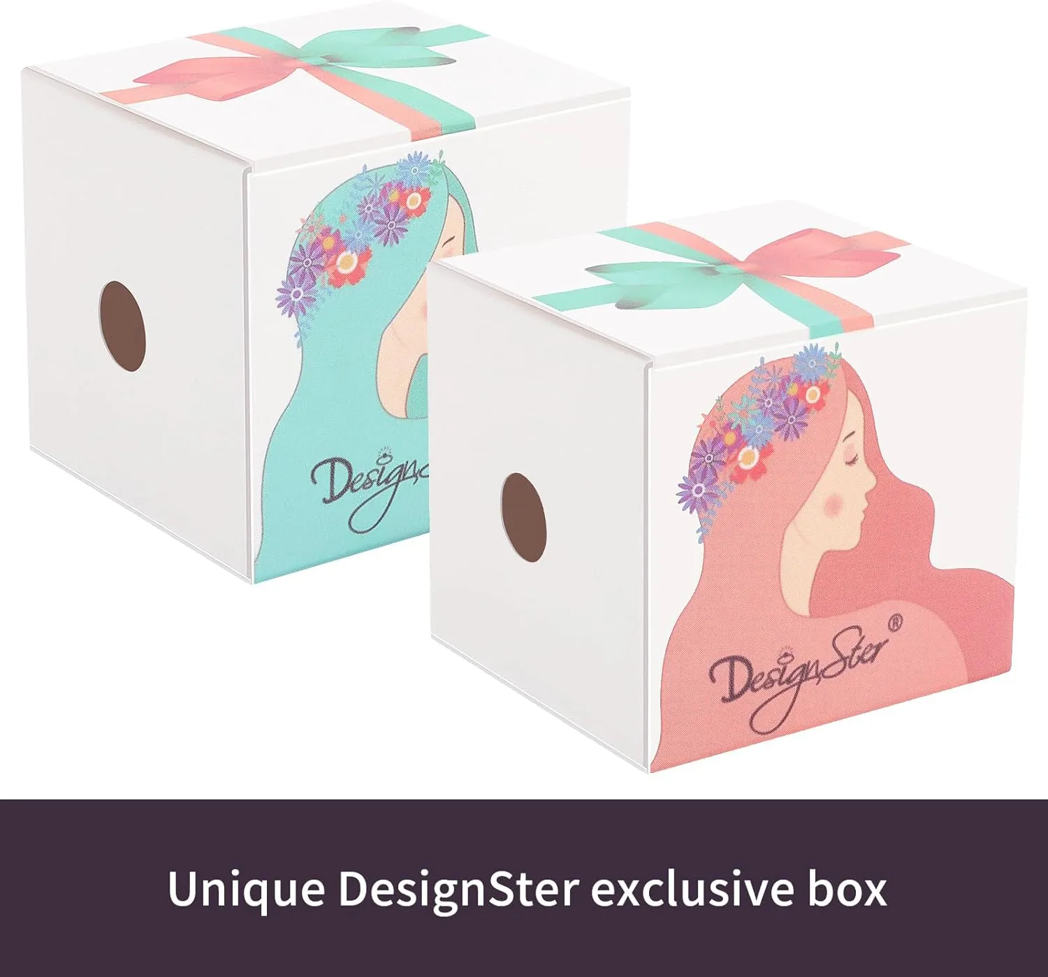 DesignSter Hexagon Velvet Ring Box - Premium Gorgeous Vintage Double Ring Display Holder with Detachable Lid for Proposal, Engagement, Wedding, Ceremony(Deep purple)