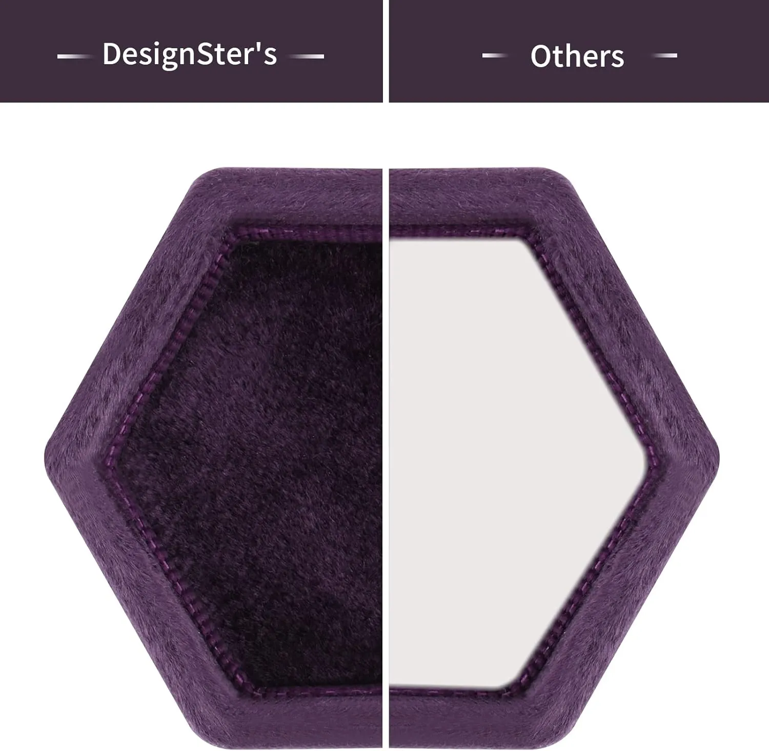 DesignSter Hexagon Velvet Ring Box - Premium Gorgeous Vintage Double Ring Display Holder with Detachable Lid for Proposal, Engagement, Wedding, Ceremony(Deep purple)