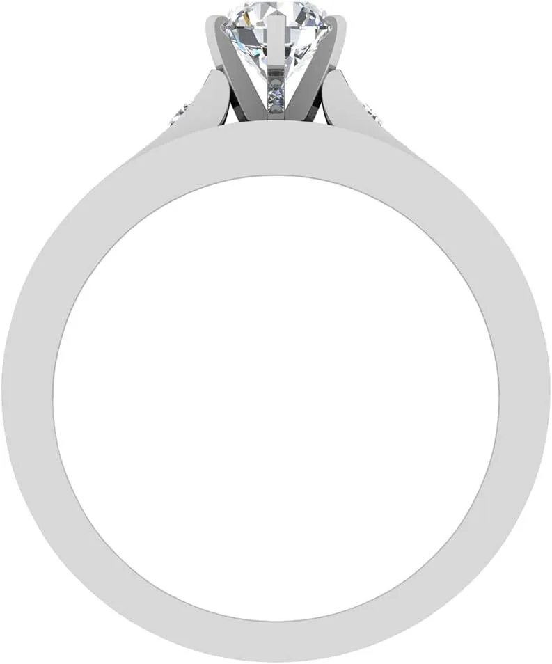 Diamond Wedding Ring Set for Women Round Brilliant Center Diamond Engagement Ring with enhancer wedding bands 14K Gold 1.85 carat (G,I1)