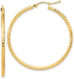 Diamond2Deal 10k Gold Diamond-cut 2mm Round Tube Hoop Earrings Fine Jewelry for Women