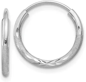 Diamond2Deal 10k White Gold Diamond-cut Endless Hoop Earrings (Length 0.47 in, Width 0.47 in)