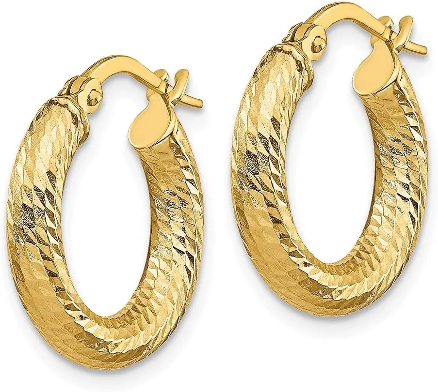 Diamond2Deal 14K Gold Diamond Cut Round Hoop Earrings Fine Jewelry for Women
