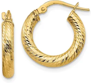 Diamond2Deal 14K Gold Diamond Cut Round Hoop Earrings Fine Jewelry for Women