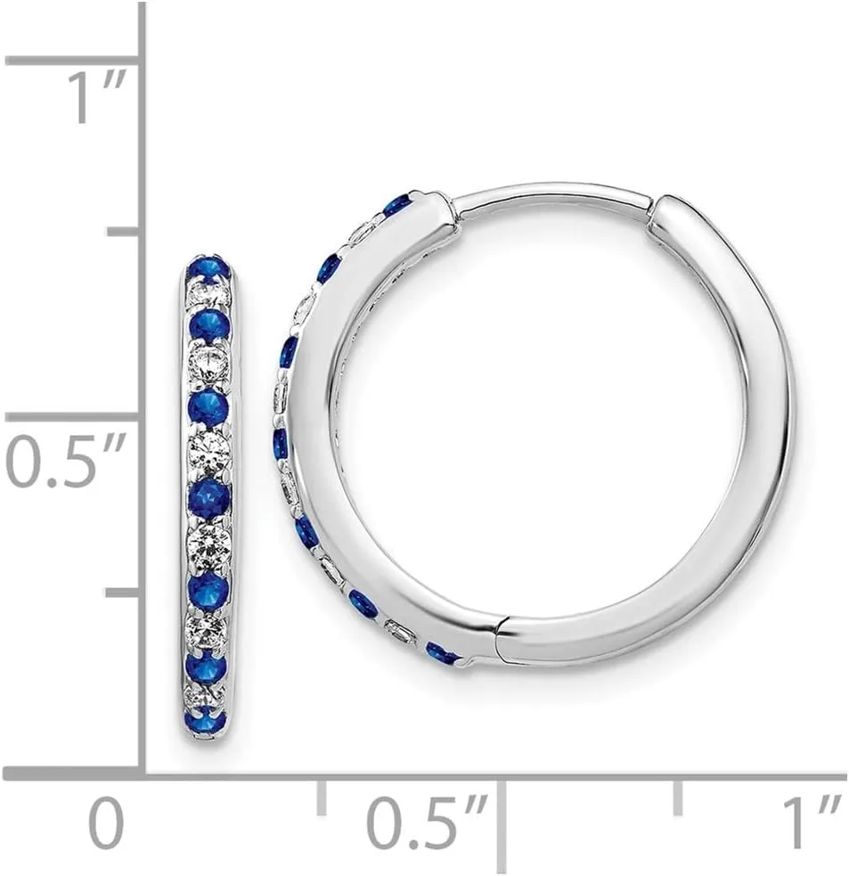 Diamond2Deal 14k White Gold Diamond and Gemstone Hinged Hoop Earrings Fine Jewelry for Women