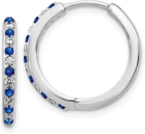 Diamond2Deal 14k White Gold Diamond and Gemstone Hinged Hoop Earrings Fine Jewelry for Women