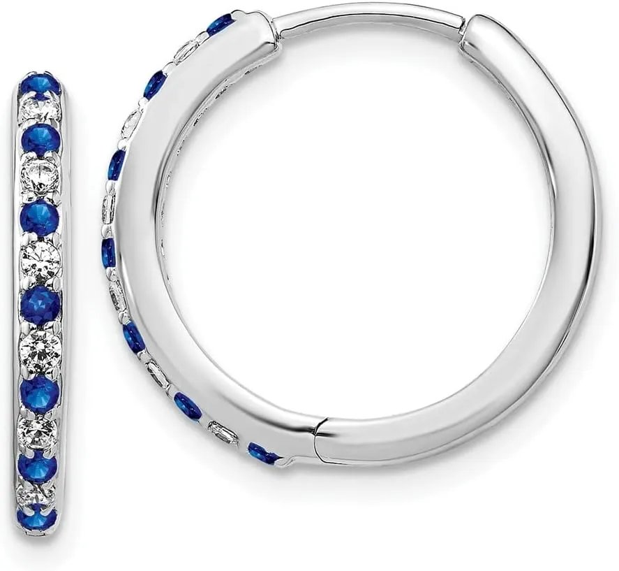 Diamond2Deal 14k White Gold Diamond and Gemstone Hinged Hoop Earrings Fine Jewelry for Women