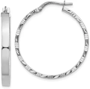 Diamond2Deal 14k White Gold Diamond Cut Hoop Earrings (L- 1.27 in, W- 1.19 in)