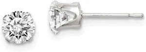Diamond2Deal 14k White Gold Plated Cubic Zirconia Solitaire Stud Earrings (L- 0.2 in, W- 0.2 in)