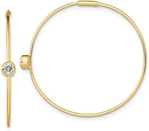 Diamond2Deal 14k Yellow Gold Plated Cubic Zirconia Hoop Earrings (L- 1.26 in, W- 1.38 in)