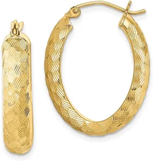 Diamond2Deal 14k Yellow Gold Plated Textured Oval Hoop Earrings (L- 0.94 in, W- 0.79 in)