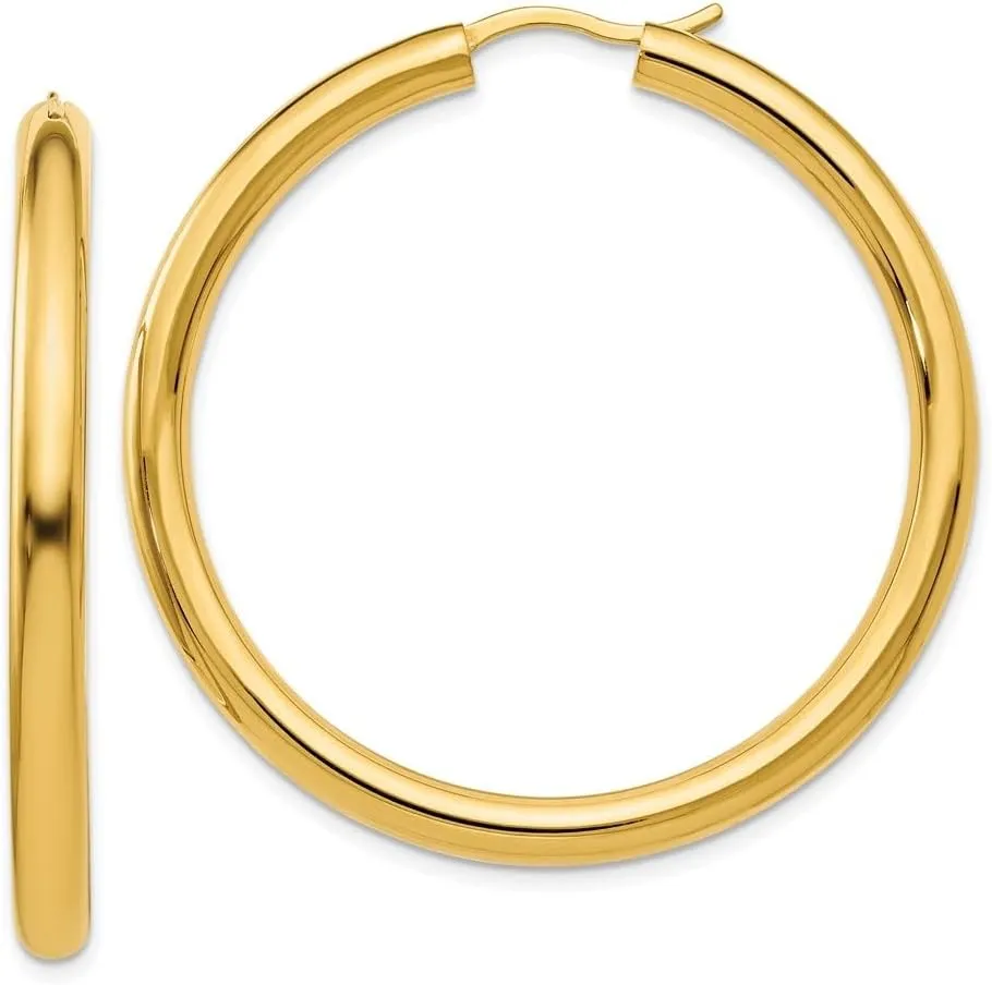 Diamond2Deal 925 Sterling Silver And Gold plated 3.5mm Tube Hoop Earrings (L- 1.65 in, W- 2.01 in)