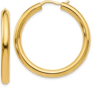 Diamond2Deal 925 Sterling Silver Gold plated 3.5mm Tube Hoop Earrings (L- 1.3 in, W- 0.24 in)