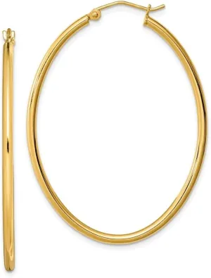Diamond2Deal 925 Sterling Silver Gold Plated Oval Hollow Hoop Earrings (L- 1.81 in, W- 1.46 in)