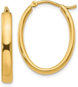 Diamond2Deal 925 Sterling Silver Gold plated Oval Hoop Earrings (L- 0.91 in, W- 0.12 in)