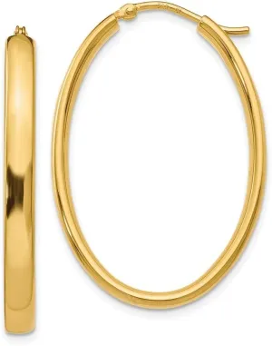Diamond2Deal 925 Sterling Silver Gold plated Oval Hoop Earrings (L- 1.34 in, W- 0.97 in)