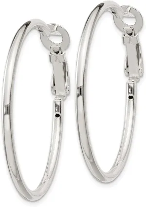 Diamond2Deal 925 Sterling Silver Omega Back Hoop Earrings (L- 1.16 in, W- 1.38 in)