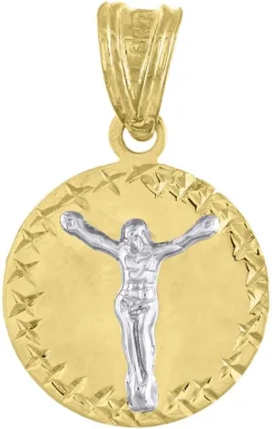 Diamond2Deal Mothers Day Gifts 10k Two-Tone Gold Diamond-Cut Jesus Religious Charm Pendant for Mom