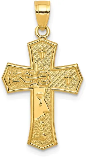 Diamond2Deal Mothers Day Gifts 10k Yellow Gold Passion Cross with JESUS Reversible Pendant for Mom