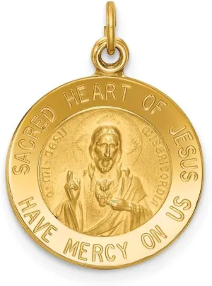 Diamond2Deal Mothers Day Gifts 14k Yellow Gold Sacred Heart of Jesus Medal Pendant for Mom Pendant for Mom (L- 19 mm W- 15 mm)