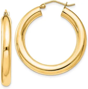 Diamond2Deal Sterling Silver 4mm Round Hoop Earrings (Length 2.28 in, Width 2.2 in)