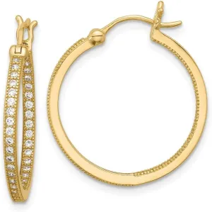 Diamond2Deal Sterling Silver Flash Gold-plated Hoop Earrings (Length 0.98 in, Width 0.98 in)
