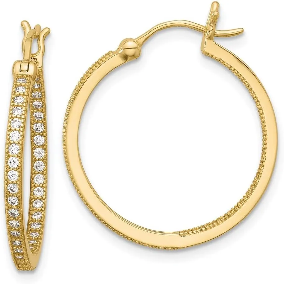 Diamond2Deal Sterling Silver Flash Gold-plated Hoop Earrings (Length 0.98 in, Width 0.98 in)
