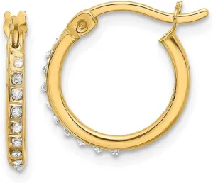 Diamond2Deal Sterling Silver Gold-plated Diamond Mystique Hoop Earrings (L- 0.6 in, W- 0.07 in)