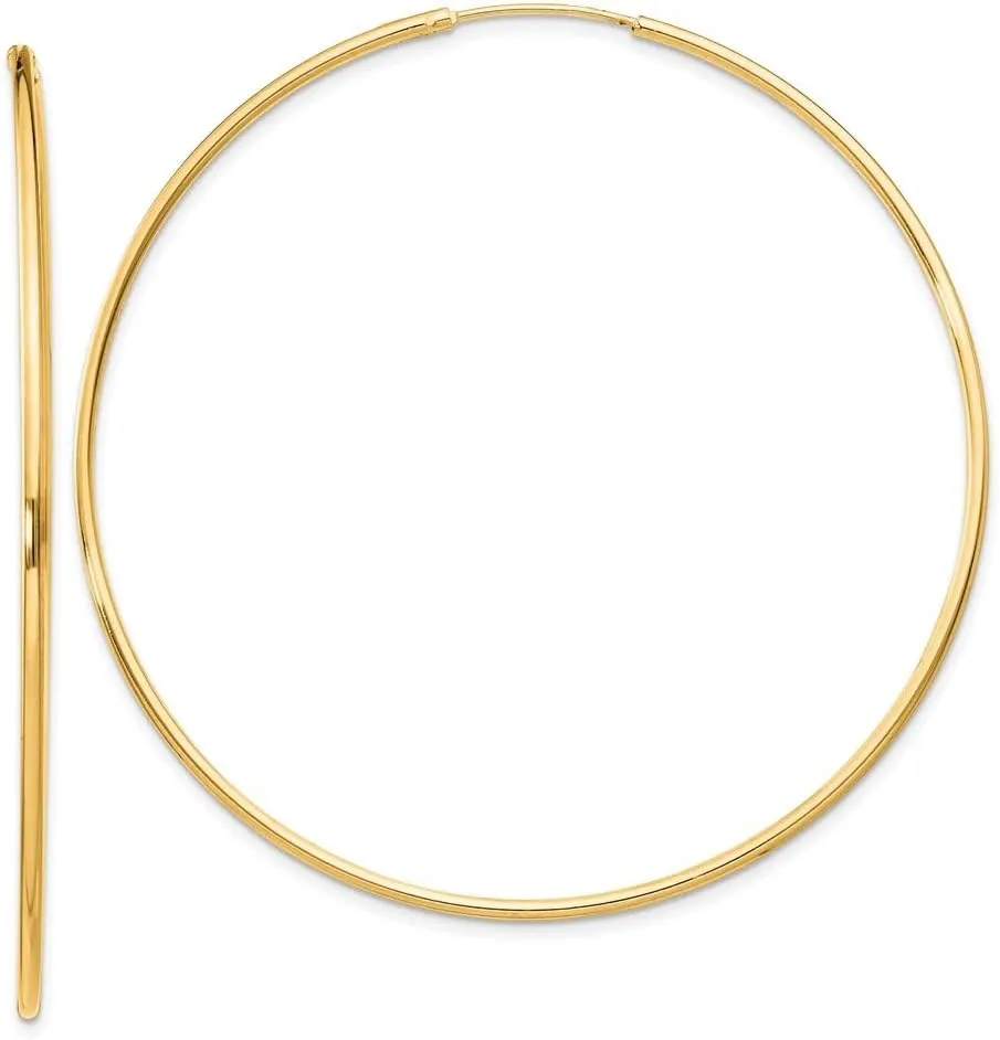 Diamond2Deal Sterling Silver Gold-plated Hoop Earrings (Length 2.17 in, Width 2.17 in)