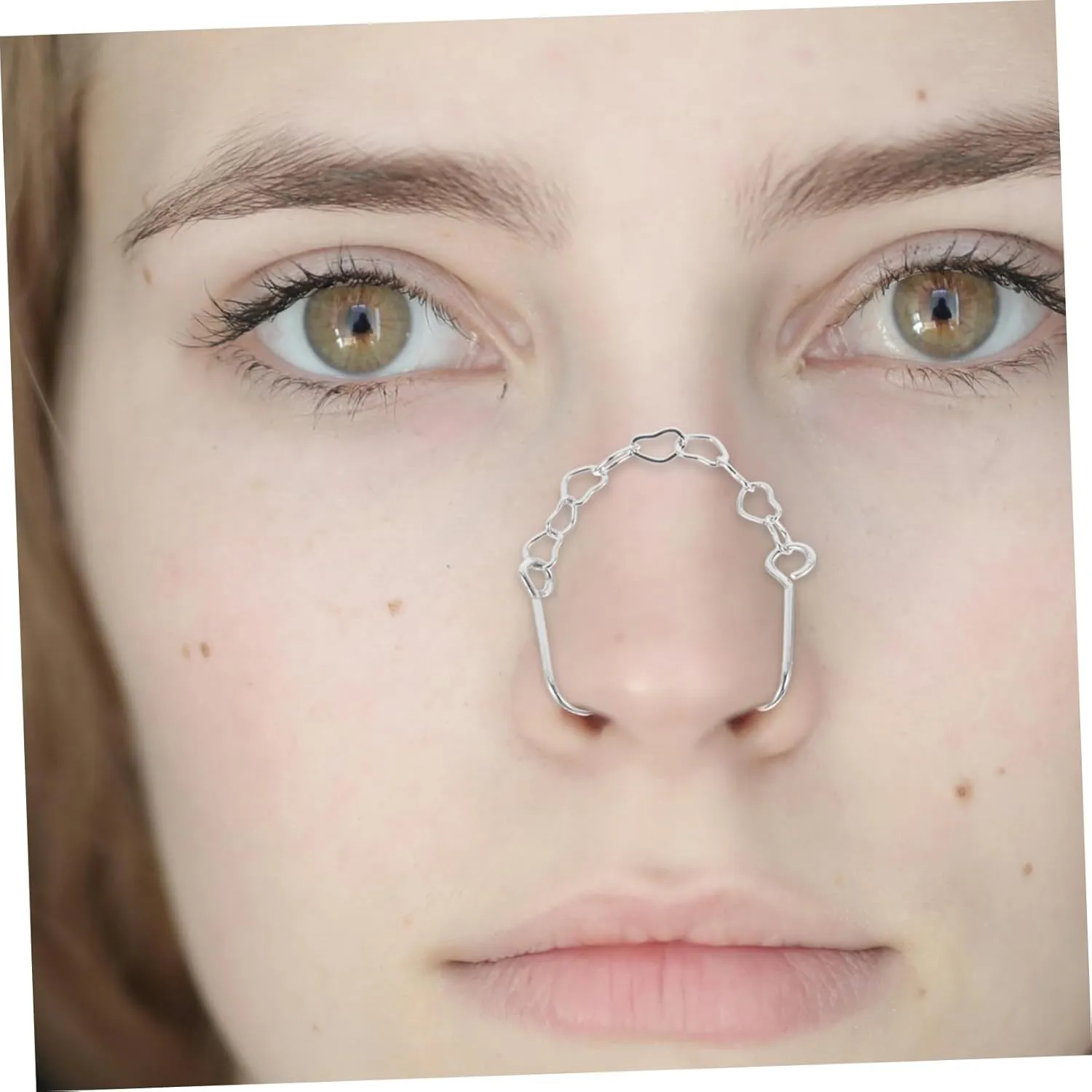 Didiseaon Nose Chain Woman Titanium Sterling Nose Ring with Chain Nose Hoop Chain Shape Color Thin Nose Hoops Nose