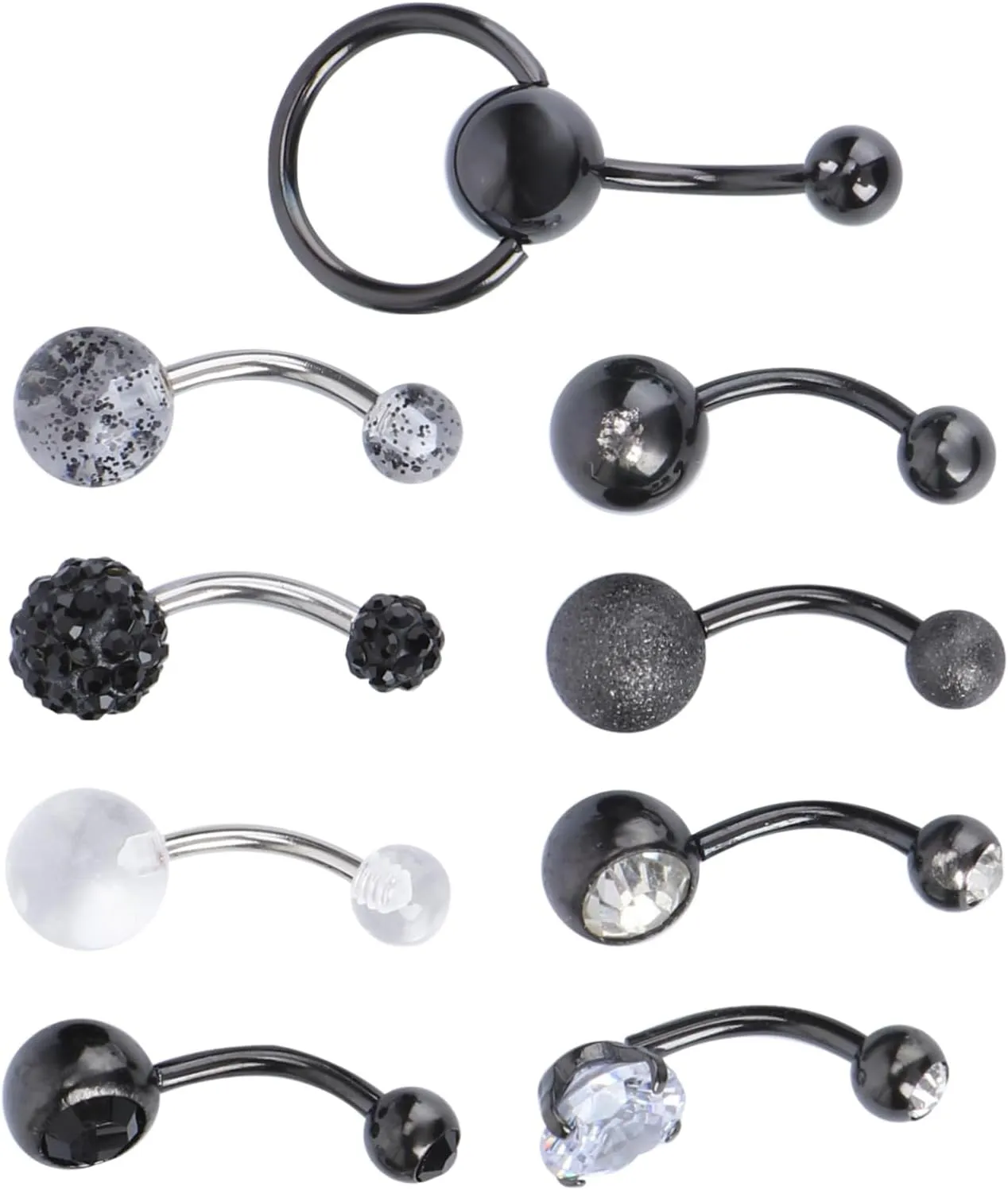 Didiseaon Rhinestone Navel Nail Belly Ring Big Jewel Dangling Piercing Jewelry Set for Women