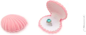 DIYOMR Cute Single Ring Box with Silver Moon DIY Small Chain, Miniature Jewelry Case Cartoon Delicate Plush Small Box For Jewelry Gift Decor Storage (Pink Shell)