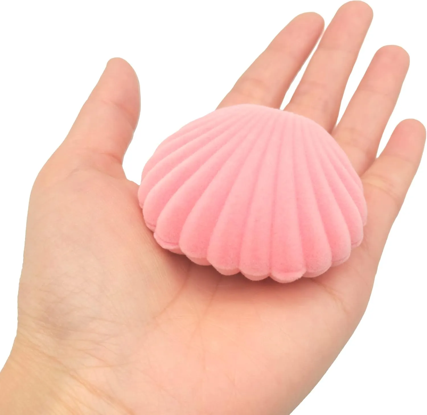 DIYOMR Cute Single Ring Box with Silver Moon DIY Small Chain, Miniature Jewelry Case Cartoon Delicate Plush Small Box For Jewelry Gift Decor Storage (Pink Shell)