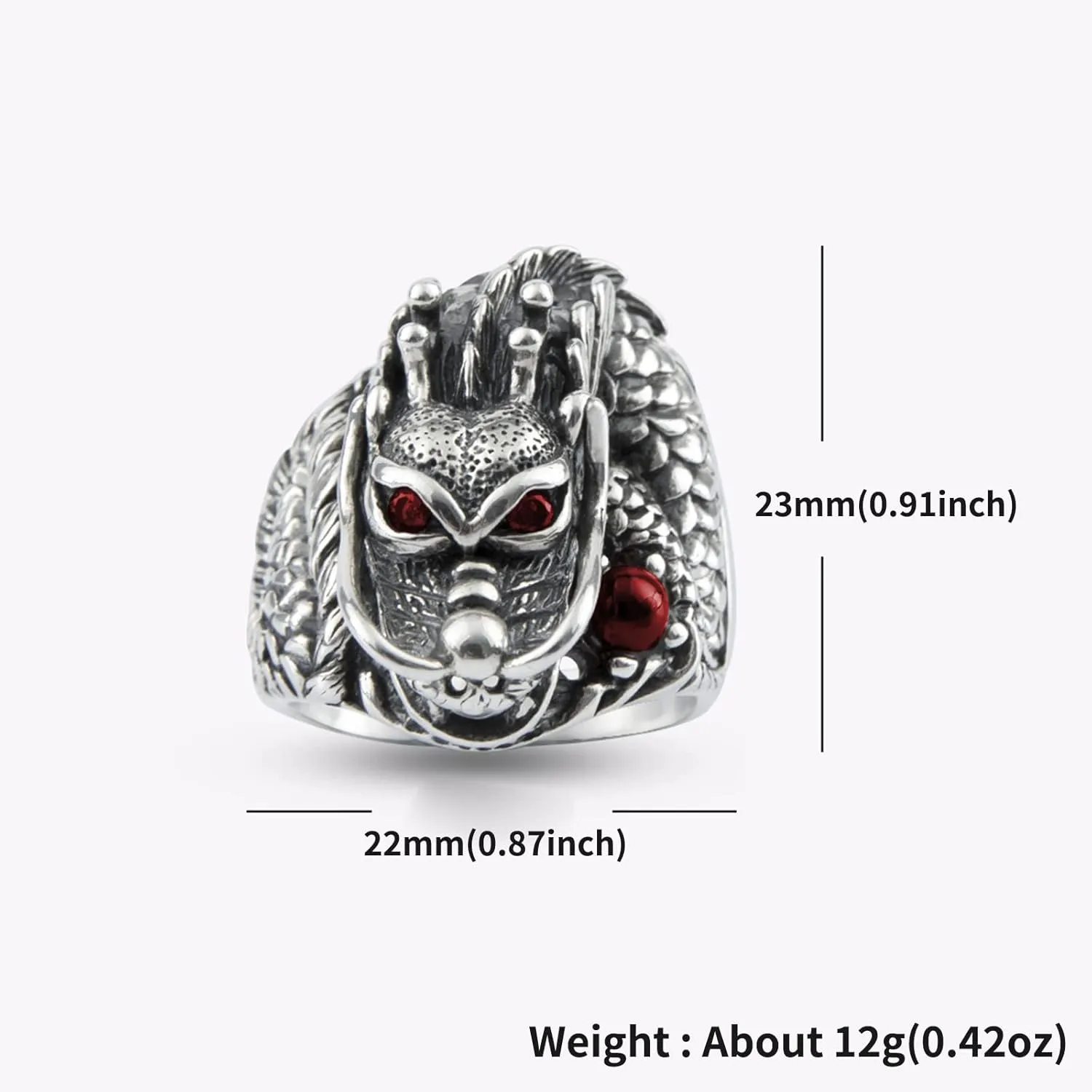 Dragon Ring, Vintage 925 Sterling Silver Dragon Rings for Men Thai Silver Biker Ring Men Jewelry