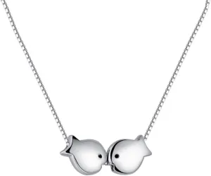 Dtja Sterling Silver Fish Necklace for Women Lovers Cute Polished Kissing Fishes Pisces Charm Pendant Choker Necklace Adjustable Chain 18" Fashion Jewelry Delicate Birthday Christmas Valentine