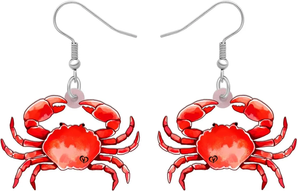DUOWEI Unique Enamel Cute Crab Earrings French Clip Crab Earrings Jewelry Charms Gifts for Women (Crab B)